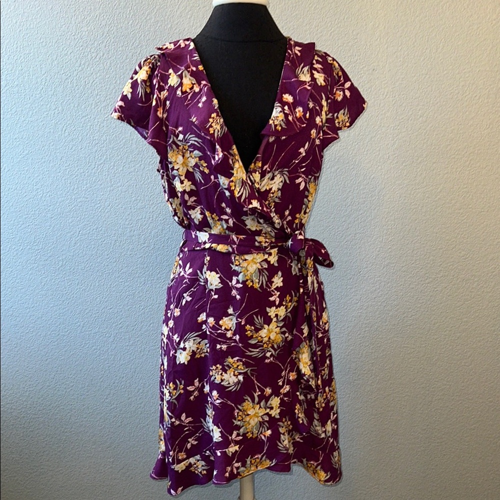 Gypsies & Moondust Purple Floral Mini Dress Size Large